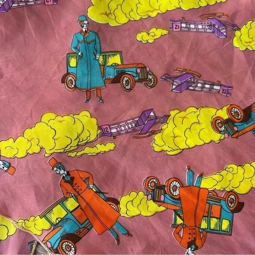 Vintage 70s Airplane Head Wrap Neck Scarf Head Scarf London Gentlemen Clouds USA